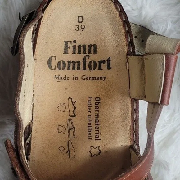 Finn comfort Made in Germany brown straps sandals shoes women 39 slip on