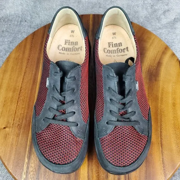 Finn Comfort Maracay Shoes Womens 8.5 US 6.5 UK Wide Black Leather Mesh Sneakers