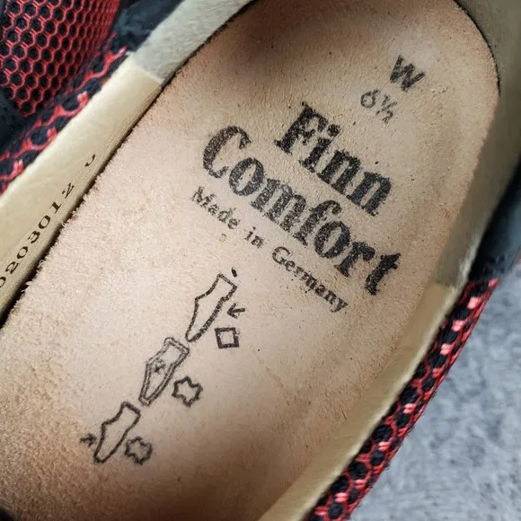 Finn Comfort Maracay Shoes Womens 8.5 US 6.5 UK Wide Black Leather Mesh Sneakers