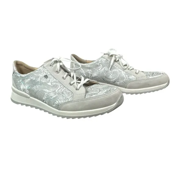 Finn Comfort Pordenone Ecru Laced Silver Walking Sneakers UK 7.5 /US 9.5 EUC/GUC