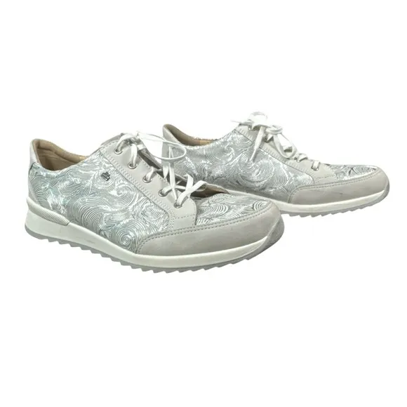 Finn Comfort Pordenone Ecru Laced Silver Walking Sneakers UK 7.5 /US 9.5 EUC/GUC