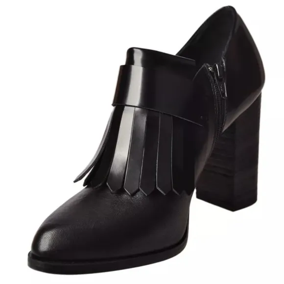 Fiorifrancesi Black kilt flap heels Italian made genuine patent leather shoes