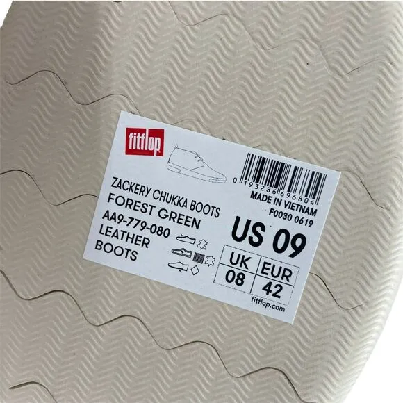 Fitflop Men's Zackery AA9-779 Forest Green Leather Lace Up Chukka Boots size 9