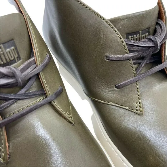 Fitflop Men's Zackery AA9-779 Forest Green Leather Lace Up Chukka Boots size 9