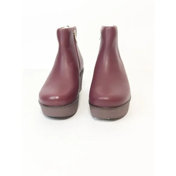 FITFLOP NWB Sz 9 Oxblood Leather Comfort Footbed Platform Pilar Ankle Boots