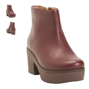 FITFLOP NWB Sz 9 Oxblood Leather Comfort Footbed Platform Pilar Ankle Boots