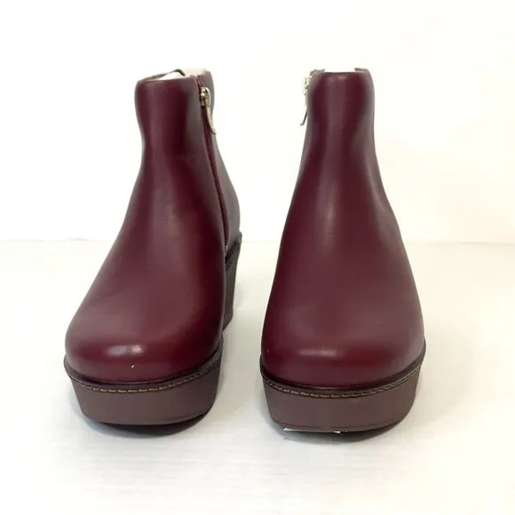 FITFLOP NWB Sz 9 Oxblood Leather Comfort Footbed Platform Pilar Ankle Boots