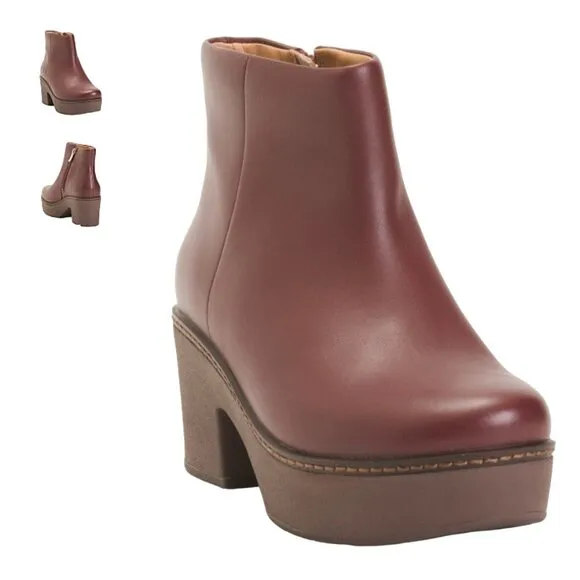 FITFLOP NWB Sz 9 Oxblood Leather Pilar Ankle Boots