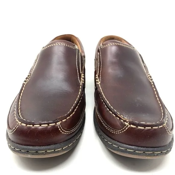 Florsheim Lakeside LX slip on boat shoe Brown leather WIDE