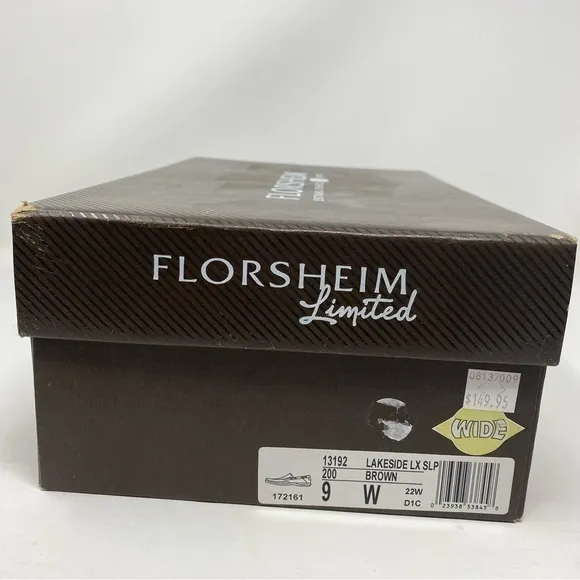 Florsheim Lakeside LX slip on boat shoe Brown leather WIDE
