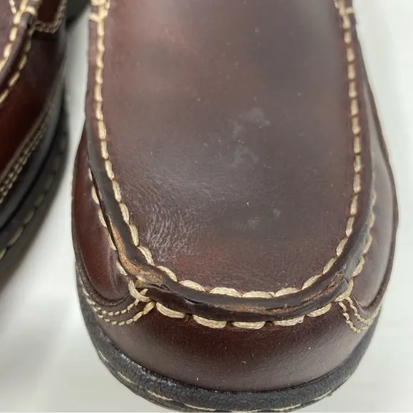 Florsheim Lakeside LX slip on boat shoe Brown leather WIDE