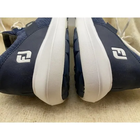 FootJoy FJ Flex Men Size 11.5 M Navy Blue Mesh/White Spikeless Golf Shoes 56102