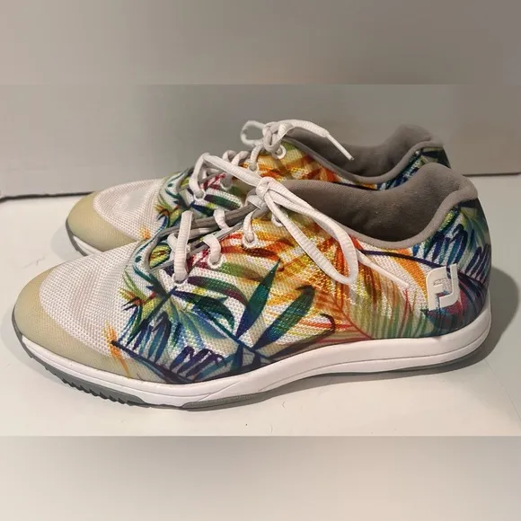 Footjoy Leisure Spikeless Floral Tropical Design Lace Up Women’s Golf‎ Shoes 7.5