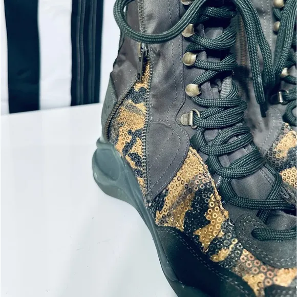 Fornarino Army Green Snakeskin Panel Combat Boots- Deadstock Y2K