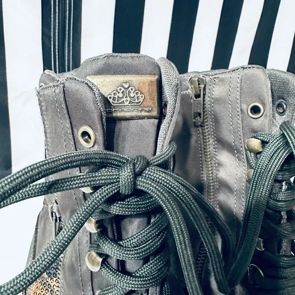 Fornarino Army Green Snakeskin Panel Combat Boots- Deadstock Y2K