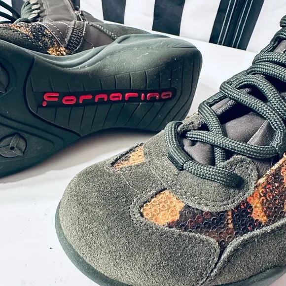 Fornarino Army Green Snakeskin Panel Combat Boots- Deadstock Y2K