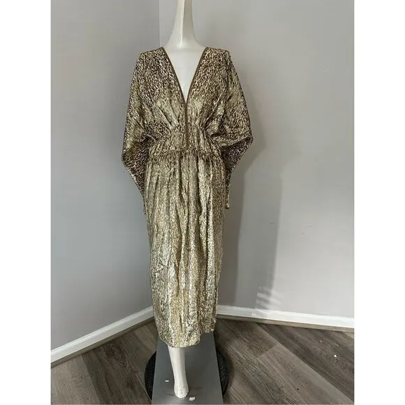 FORTE FORTE Metallic Embellished V-neck Dress In Sol $806
