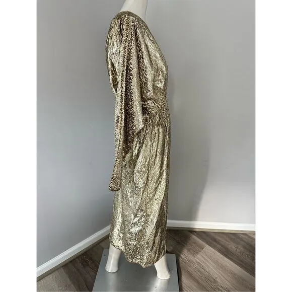 FORTE FORTE Metallic Embellished V-neck Dress In Sol $806