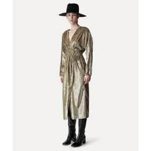 FORTE FORTE Metallic Embellished V-neck Dress In Sol $806