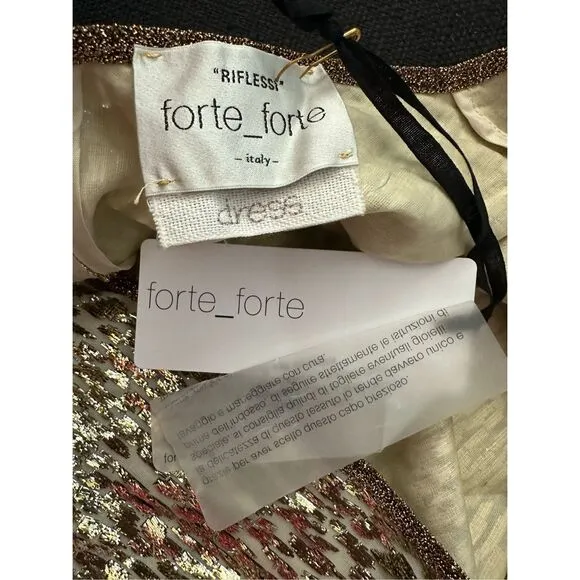 FORTE FORTE Metallic Embellished V-neck Dress In Sol $806