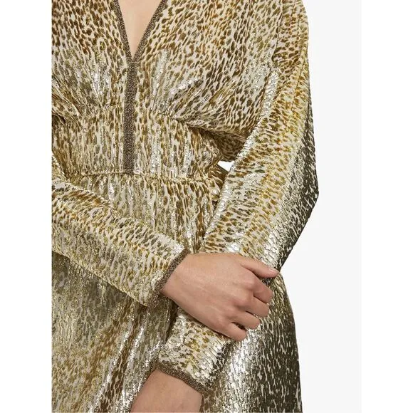 FORTE FORTE Metallic Embellished V-neck Dress In Sol $806