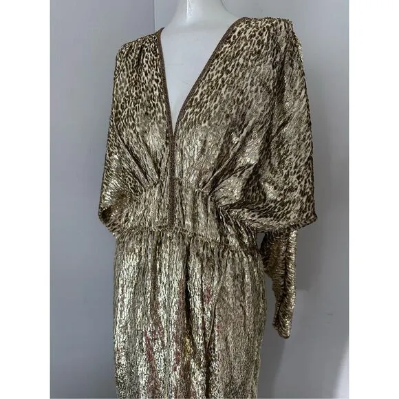 FORTE FORTE Metallic Embellished V-neck Dress In Sol $806
