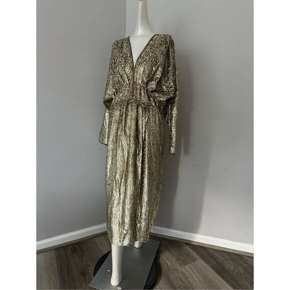 FORTE FORTE Metallic Embellished V-neck Dress In Sol $806