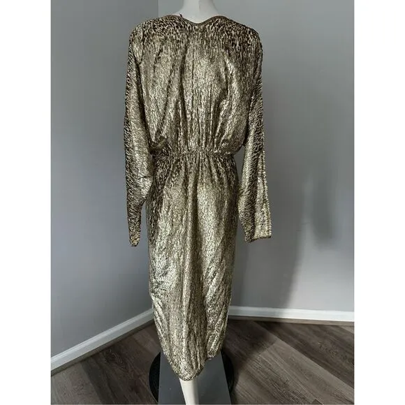 FORTE FORTE Metallic Embellished V-neck Dress In Sol $806