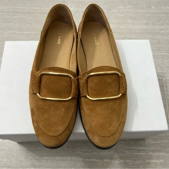 FRAME Denim Boat Slip-On Le Hammond Loafer Flat Moccasins in Whisky Sz 35 / 4.5