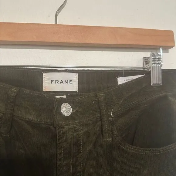 FRAME LE CROP MINI BOOT CORDUROY Size 29 Dark Olive