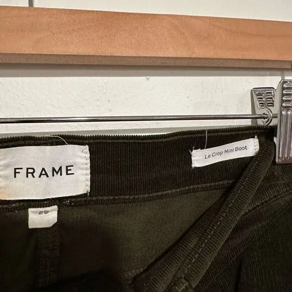 FRAME LE CROP MINI BOOT CORDUROY Size 29 Dark Olive