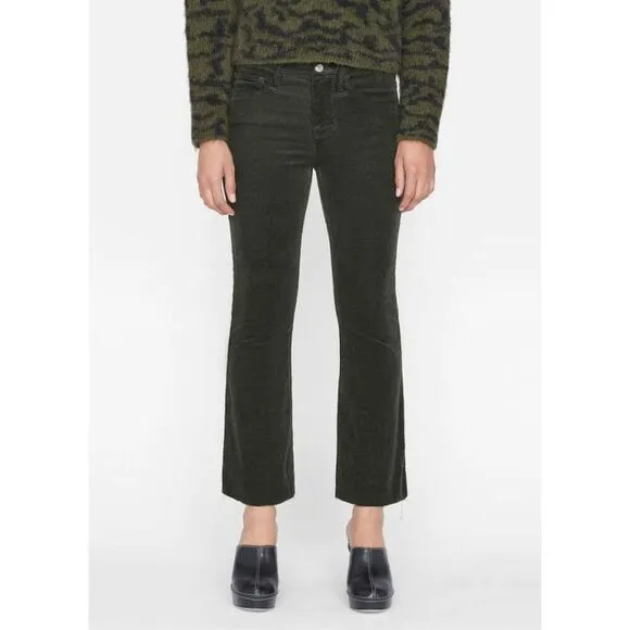 FRAME LE CROP MINI BOOT CORDUROY Size 29 Dark Olive