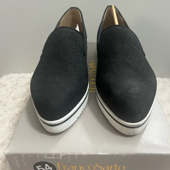 Franco Sarto Fabrina ‎ Black White Slip-On Womens Shoes NEW