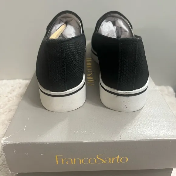 Franco Sarto Fabrina ‎ Black White Slip-On Womens Shoes NEW
