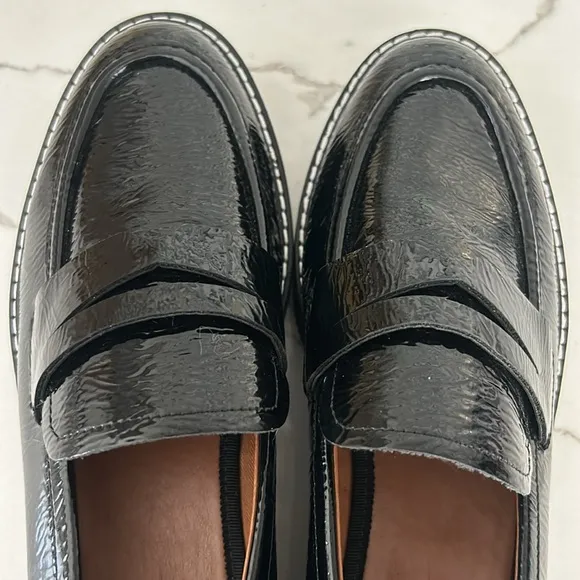 Franco Sarto Franco Balin Lug Sole Penny Loafer Slip On Black Patent Women’s 9