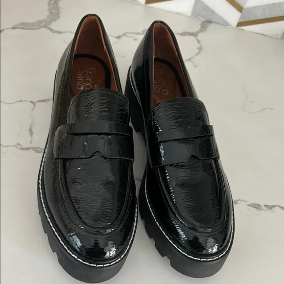 Franco Sarto Franco Balin Lug Sole Penny Loafer Slip On Black Patent Women’s 9