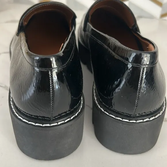 Franco Sarto Franco Balin Lug Sole Penny Loafer Slip On Black Patent Women’s 9