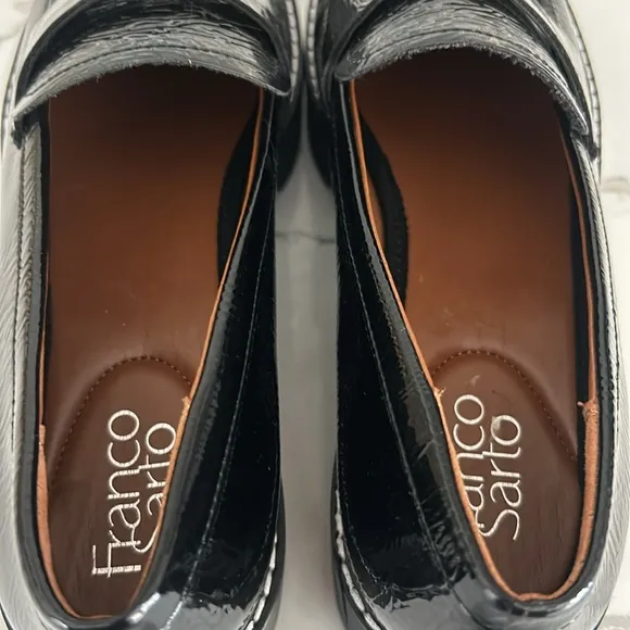 Franco Sarto Franco Balin Lug Sole Penny Loafer Slip On Black Patent Women’s 9