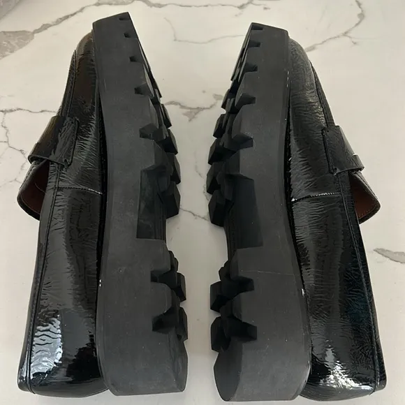 Franco Sarto Franco Balin Lug Sole Penny Loafer Slip On Black Patent Women’s 9