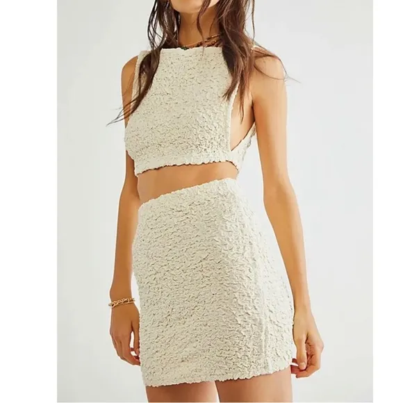 FREE PEOPLE APPLE OF MY EYE MINI SKIRT SET BLACK XS