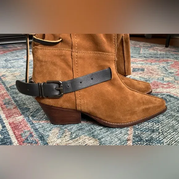 Free People Brown Over the Knee Boots with Black Buckle Straps (New without tags