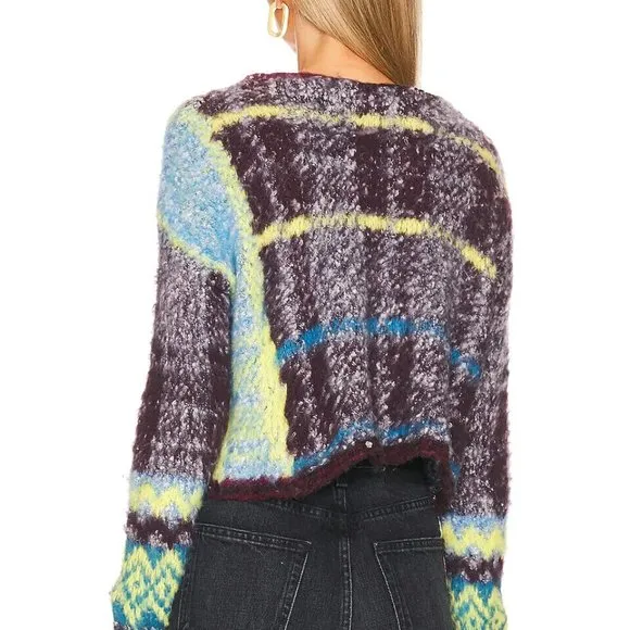 Free People Emerson Cropped Sweater Honey Wine Combo