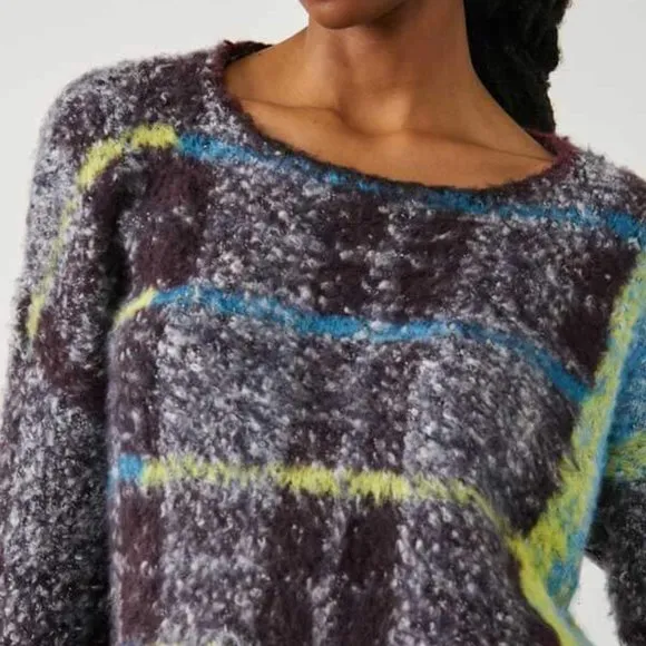 Free People Emerson Cropped Sweater Honey Wine Combo