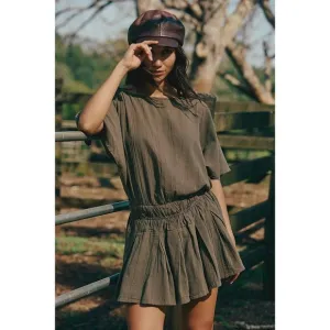 Free People Free-Est Sutton Mini Dress Pleated Flutter Sleeve Smocked M 278048