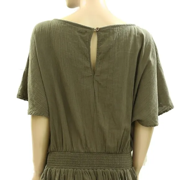 Free People Free-Est Sutton Mini Dress Pleated Flutter Sleeve Smocked M 278048