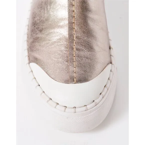 FREE PEOPLE Juno Slip On Sport Sneakers / Gunmetal Leather
