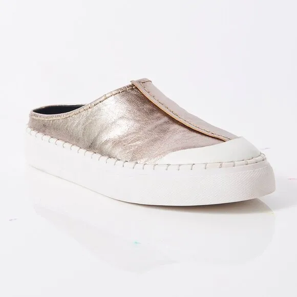 FREE PEOPLE Juno Slip On Sport Sneakers / Gunmetal Leather
