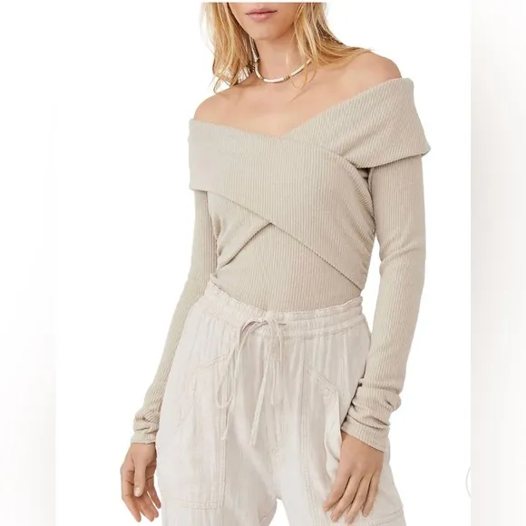 FREE PEOPLE Marley Long Sleeve Sweater Thermal Top in Warmstone Sz XS NWT