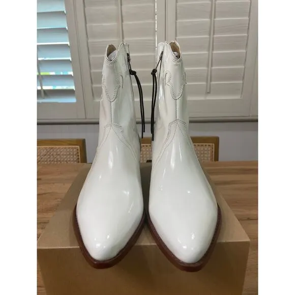 Free People New Frontier Western Boots White Patent Leather Size 10 US 41 EU NIB