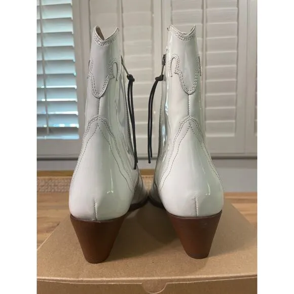 Free People New Frontier Western Boots White Patent Leather Size 10 US 41 EU NIB
